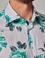 Hawes & Curtis Piccadilly White & Green Floral Diamond Weave Shirt